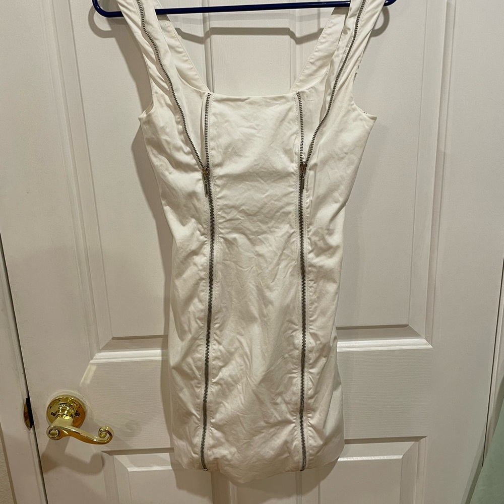 Bebe size 0 white zipper dress Y2K